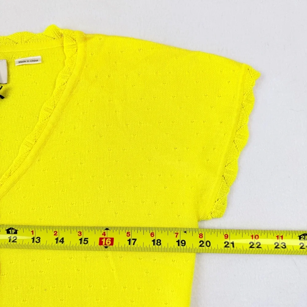 NUMPH Women's Kyoto Pullover Top Aurora Yellow Pointelle Short Sleeve Size M NWT
